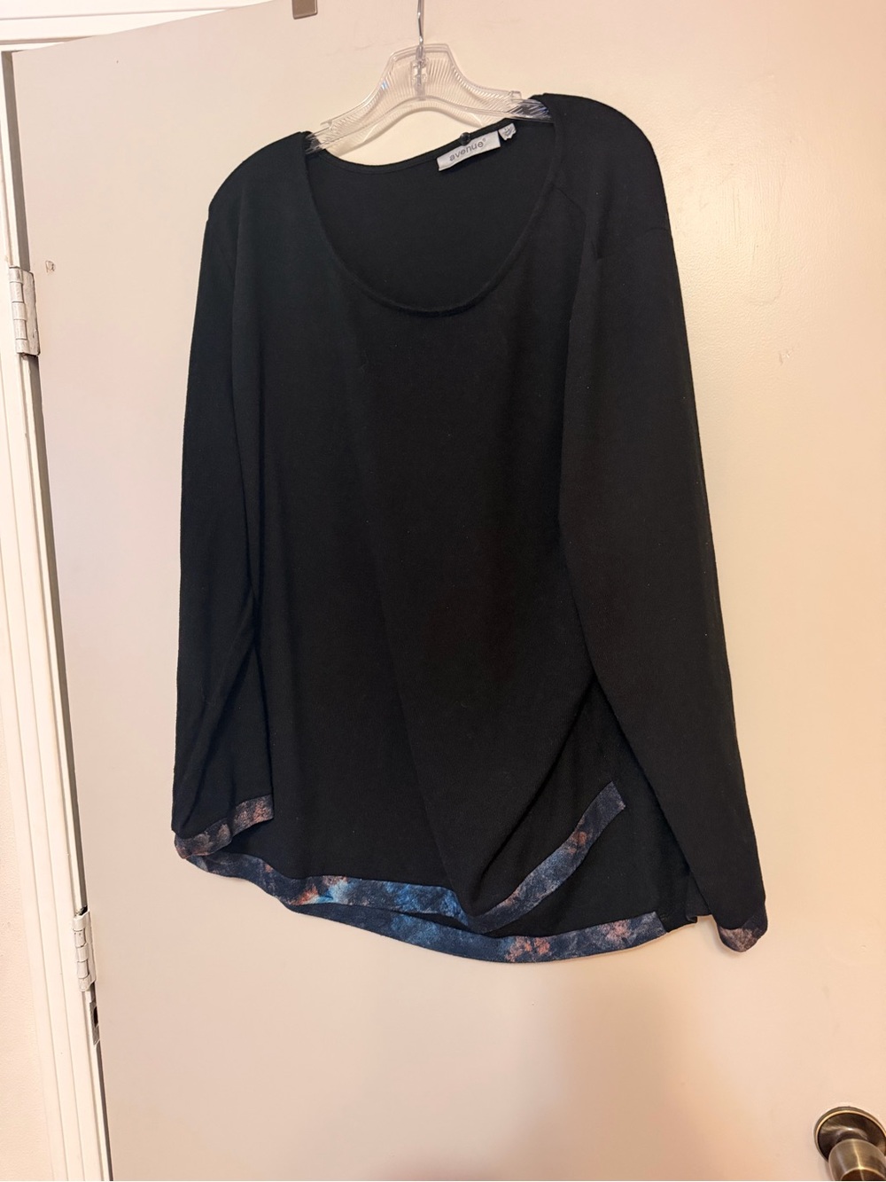 Avenue Navy Blue Women's Long Sleeve Layered Hem Top 3X